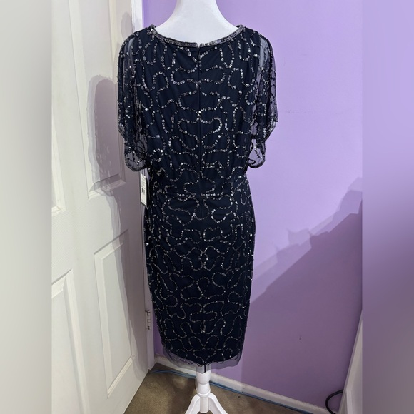 Adriana Papell Black Sequined Midi Gown - Picture 2 of 7